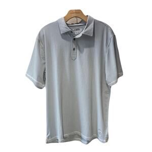 Linksoul Mens Golf Polo Mini Stripe Blue White Preppy Size Large